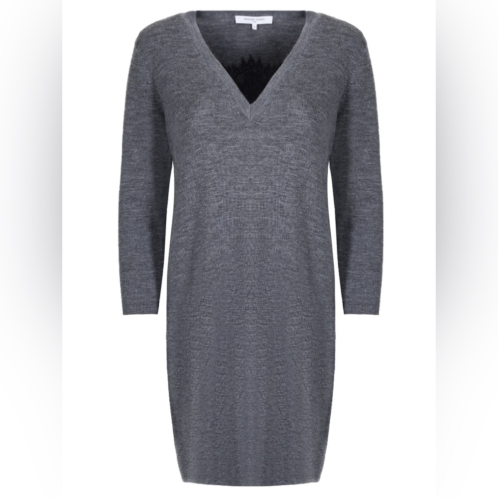 Gerard Darel Grey Merino Wool Sweater Dress Small